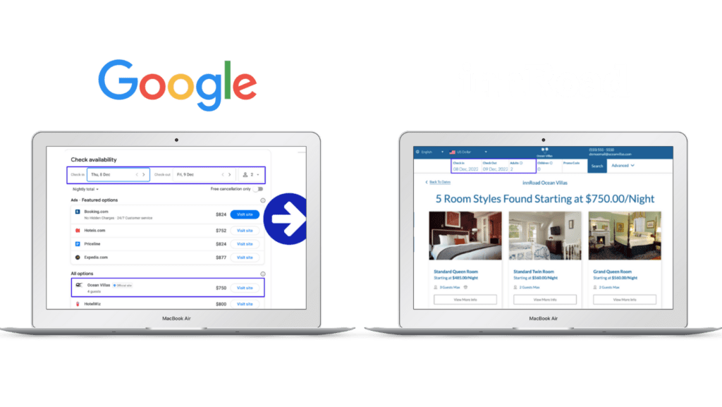 google booking links and innroad integration