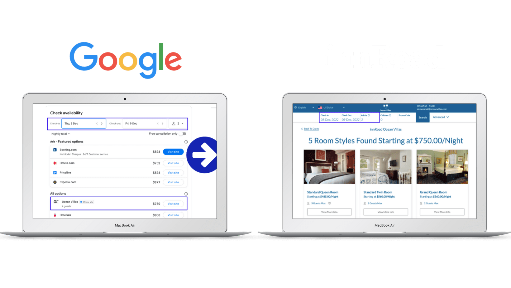 google booking links and innroad integration